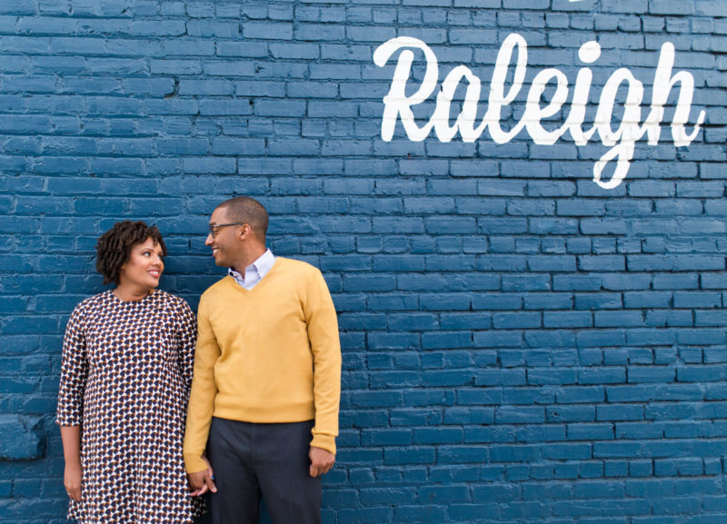 Downtown Raleigh Engagement Session with Vintage Style