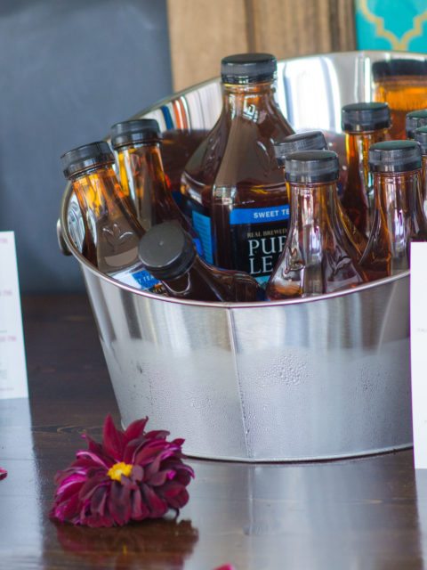 The menu and a nice cool bucket of Pure Leaf Tea.