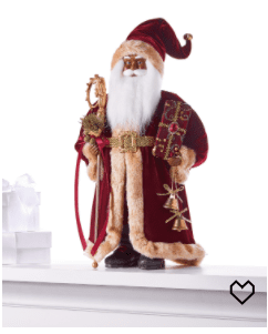 HOLIDAY LANE EVERGREEN DREAMS 18″H AFRICAN-AMERICAN SANTA WITH GIFT, CREATED FOR MACY’S